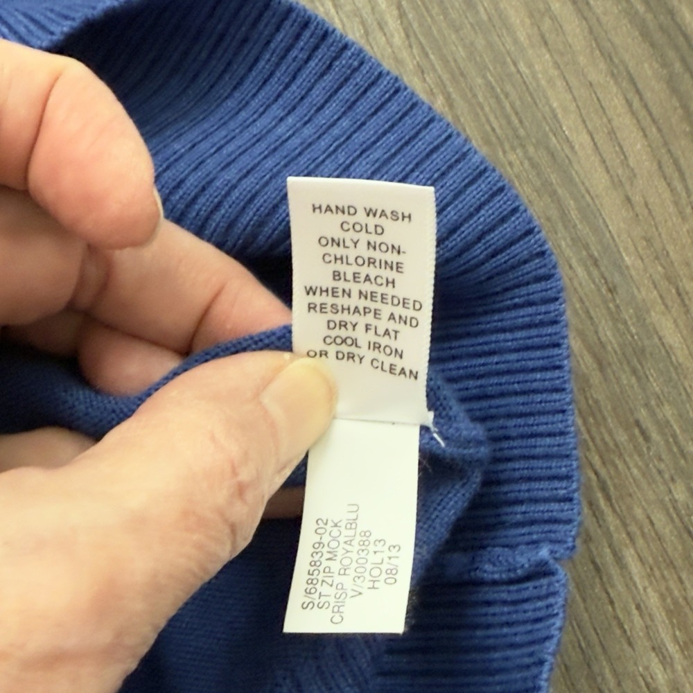 Banana Republic 1/4 Zip Sweater Blue Men's Xl Extra Fine Merino Wool - Picture 7 of 8